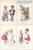 20 db RÉGI gyerek művész motívum képeslap: K. Feiertag szignóval, B.K.W.I. kiadás / 20 pre-1945 children art motive postcards: signed by K. Feiertag, published by B.K.W.I.