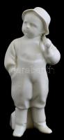 Zsolnay porcelán fiú, fehér mázas, jelzett, hibátlan, m: 18 cm