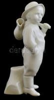 Zsolnay porcelán fiú, fehér mázas, jelzett, hibátlan, m: 18 cm