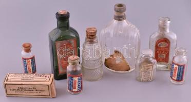 9 db háború előtti vegyes, címkés üveg tétel