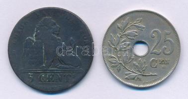 Belgium 1841. 5c Cu "I. Lipót" + 1922. 25c Cu-Ni + Belgium 1934. 20Fr Ag "Albert"...