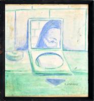 El Kazovszkij nyomán: Tükörkép. Akvarell, papír. Üvegezett fa keretben. 32x30,5 cm