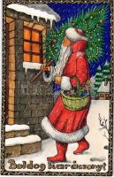 Boldog Karácsonyt! Kézzel festett átvilágítható képeslap / Christmas greeting, hand-painted hold to light
