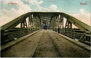 1910 Szentes, Új Tisza híd, gőzmozdony