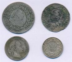 Vegyes 4db-os ezüstérme tétel, benne Ausztria 1768IC-SK 20kr Ag &quot;II. József&quot;, 1815A 10kr Ag &quot;I. Ferenc&quot;, 1869. 20kr Ag &quot;Ferenc József&quot;; Svájc 1920B 1/2Fr Ag T:2-3 patina, egyiken anyaghiány Austria 1768IC-SK 20 Kreuzer Ag &quot;Joseph II&quot;, 1815A 10 Kreuzer Ag &quot;Franz I&quot;, 1869. 20 Kreuzer Ag &quot;Franz Joseph&quot;; Switzerland 1920B 1/2 Franc Ag C:XF-F patina, one with missing material