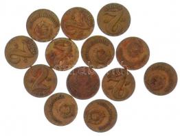 Vegyes 68db-os forint érme tétel 1-2-5-10-20Ft-os névértékek, közte 1946. 1Ft Al (2x), névértékenként papírtasakokba szétválogatva T:vegyes