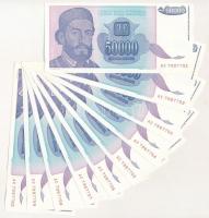 Jugoszlávia 1993. 50.000D (10x) sorszámkövetők + 5.000.000D (10x) sorszámkövetők T:I Yugoslavia 1993. 50.000 Dinara (10x) sequential serials + 5.000.000 Dinara (10x) sequential serials C:UNC Krause 130., 132.