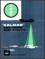 cca 1980 Kalmar Fish Finding Echo Sounder, angol és orosz nyelvű halászati prospektus, 10 p.+cca 1980 Ferunion Equipments for Underwater Observation Requisites a Sous-Marines. Bp., Révai-ny., több nyelvű víz alatti felszerelési prospektus, 8 p.