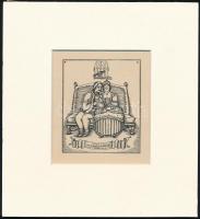 Kozma Lajos (1884-1948): A szarkamadárról. Fametszet, papír, jelzett a metszeten, paszpartuban, 8×7 cm