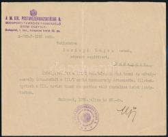1919-1942 5 db postával kapcsolatos dokumentum
