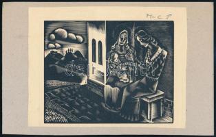 Molnár C. Pál (1894-1981): Gyermek. Fametszet, papír, kartonra ragasztva, utólagos jelzéssel, 13×15 cm