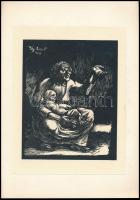 Fáy Dezső (1888-1954): Kéregető. Fametszet, papír, jelzett, kartonra ragasztva, 19×14 cm