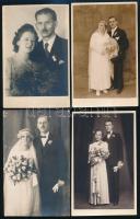 cca 1900-1950 20 db régi esküvői fotó, csoportkép, műtermi portré, 9×14 cm
