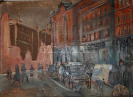 Berkes A. jelzéssel: Utca részlet  olaj, vászon 70x50 cm (kisebb sérülések)