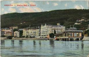 1912 Abbazia, Opatija; Slatina Bad u. Strand / beach, bath, beer advertisement (EK)