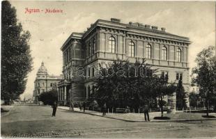 1911 Zagreb, Zágráb, Agram; Akademie / academy, street view, advertising column (EK)