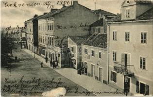 1906 Crikvenica, Cirkvenica; Trg / street view, shops, square (ragasztónyom / glue marks)