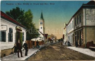 1917 Brod, Bosanski Brod; Gostiona F. Csuka / street view, inn, shop, warehouse, K.u.K. soldiers + K.u.K. Personal-Sammelstation Sarajevo (EK)