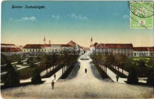 1916 Zombor, Sombor; Szabadság tér / square, street view (kopott sarkak / worn corners)