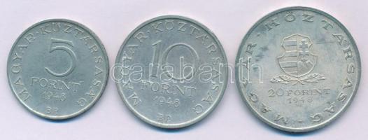 1948. 5Ft Ag "Petőfi" + 10Ft Ag "Széchenyi" + 20Ft Ag "Táncsics" "...