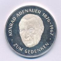 NSZK 1967. Konrad Adenauer emlékére 1876-1967 / A szabadság oldalán állunk Ag emlékérem (26,09g/0.999/40mm) T:2 (PP) FRG 1967. To the Memory of Konrad Adenauer 1876-1967 / We are on the side of freedom Ag commemorative medallion (26,09g/0.999/40mm) C:2 (PP)