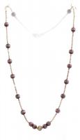 Ezüst(Ag) nyaklánc lila gyöngyökkel, jelzés nélkül, h: 40 cm, bruttó: 4,85 g