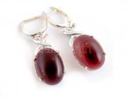 Ezüst(Ag) fülbevalópár szintetikus lila kővel, jelzett, h: 3,5, bruttó: 8,29 g