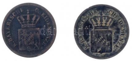 Német Államok / Bajorország 1866. 1kr Ag + 1870. 1kr Ag T:2-,3
German States / Bavaria 1866. 1 Kreu...