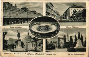 1942 Miskolc, Tiszai pályaudvar, vasútállomás, Erzsébet tér, Kossuth szobor, Horthy Miklós tér, M. kir. Erdőigazgatóság, miskolci béka (EK)
