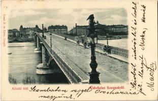 1899 Szeged, Közúti híd, építkezés. Traub B. és Társa kiadása (EK)