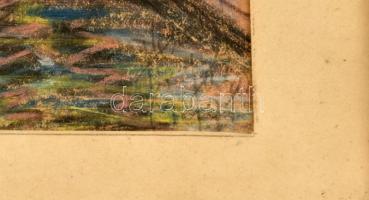 Olvashatatlan jelzéssel: Velencei részlet. Kréta, papír. Üvegezett, sérült fa keretben. 37,5x26 cm