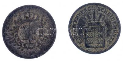 Német Államok / Württemberg 1824. 1kr billon (0,7g) + 1866. 1kr Ag (0,81g) T:3,2-
German States / W...