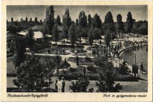 1949 Hajdúszoboszló, Park és gyógymedence, fürdőzők