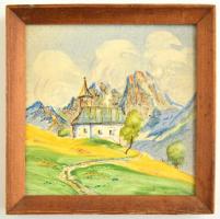 Jelzés nélkül: Zillertali Alpok. Olaj, kerámialap. Fa keretben. 15x15 cm.