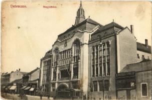 1914 Debrecen, Megyeháza, Schweitzer Testvérek üzlete, villamos (kopott sarkak / worn corners)