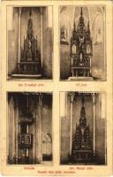 1934 Deszk, Római katolikus templom, belső, Szent Erzsébet oltár, Főoltár, szószék, Szent Margit oltár. Divald Károly műintézete kiadása (EK)