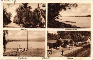 1938 Alsógöd (Göd), Pesti út, Duna-part, strand, Vasútállomás. Korényi László kiadása (EK)