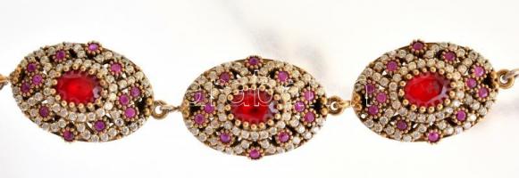 Aranyozott ezüst(Ag) nyakék kövekkel gazdagon kirakva, jelzett, h: 50 cm, bruttó: 71,4 g