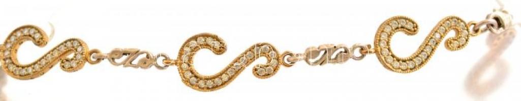 Aranyozott ezüst(Ag) nyakék kövekkel gazdagon kirakva, jelzett, h: 50 cm, bruttó: 71,4 g