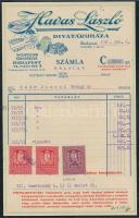 1928 Bp., Havas László Divatáruházának díszes fejléces számlája okmánybélyegekkel