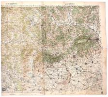 1942 Budapest É - Miskolc, térkép, 1:200000, M. Kir. Honvéd Térképészet Intézet, ragasztott, a hajtások mentén kis sérülésekkel, 62×66 cm
