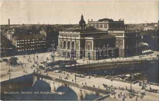 1912 Stockholm, Norrbro och Kungl. Operan / street view, tram, operahouse (EK)