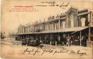 1901 Saratov, Saratoff, Saratow; Gare de voyageur de Riasan-Oural. No. 39 / railway station, locomotive, train, railwaymen. Phototypie Scherer, Nabholz & Co. (EK)
