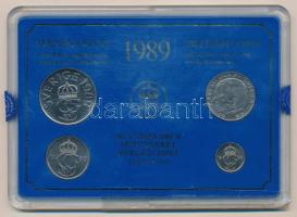 Svédország 1989. 10ö-5K (4xklf) forgalmi szett műanyag tokban T:1 tok ragasztott Sweden 1989. 10 Öre - 5 Kronor (4xdiff) coin set in plastic case C:UNC case sticked