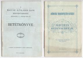 ~1922. Magyar Általános Bank Részvénytársaság betétkönyve + 1920-1924. Gyöngyösi Takarékpénztár-Egyesület betétkönyve, mindkettő bejegyzésekkel