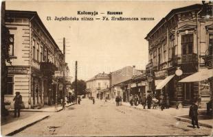 1915 Kolomyia, Kolomyja, Kolomyya, Kolomea; Ul. Jagiellonska nizsza / street view, shops (EK)
