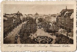 1918 Lviv, Lwów, Lemberg; Waly Hermanskie / Hetmanski-Wallen / street view, market, tram, shops + K.u.K. Reservespital Lemberg (EK)