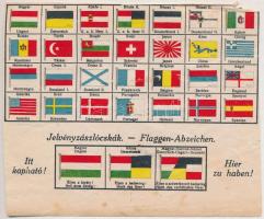 ~1914-1918. Jelvényzászlócskák - Flaggen-Abzeichen színes reklámlap/plakát az I. világháború idejéből