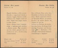 cca 1930 Siófok, Ritz pensió magyar és német nyelvű tájékoztatója