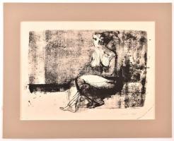 Gaál Domonkos (1940-2009): Ülő női akt, 1963. Monotípia, papír, jelzett, paszpartuban, 24×34 cm